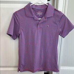 Vineyard Vines Blue & Red Striped Performance Polo Shirt Size S 8/10